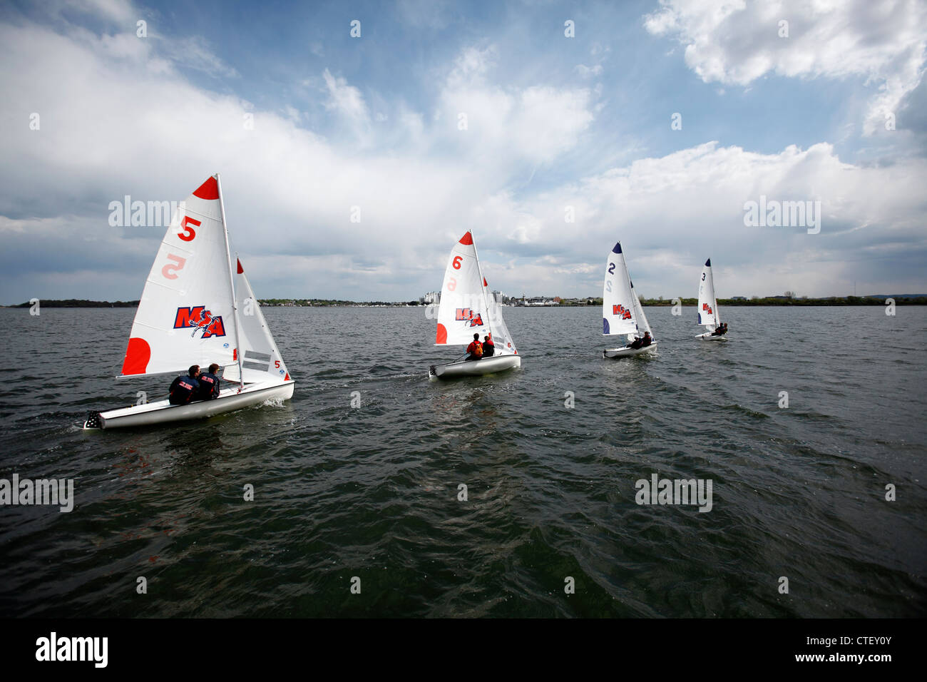 American high school sailing team race, Boston, Massachusetts Stock