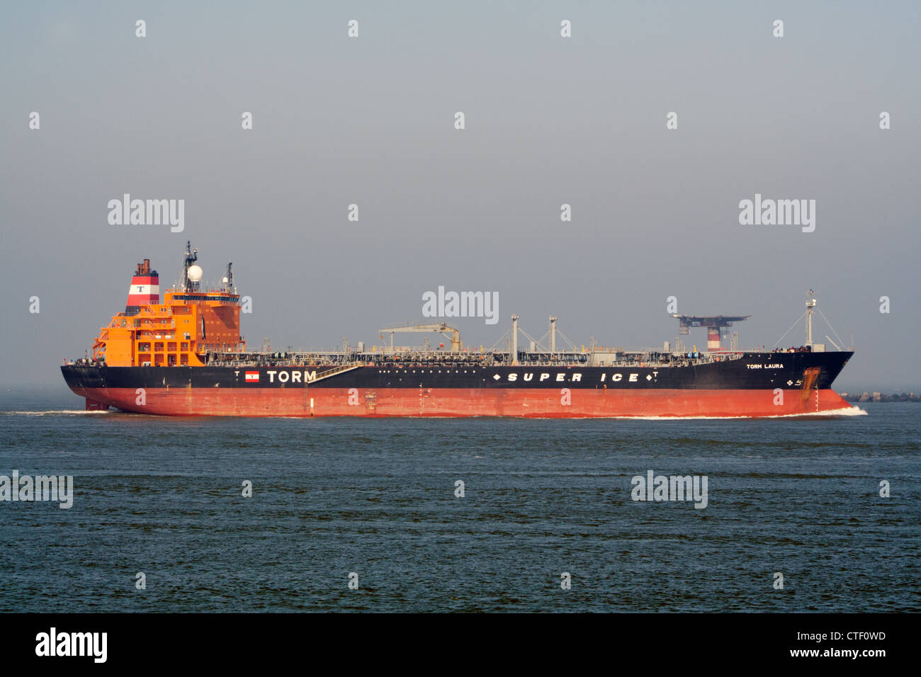 TORM oil tanker entering the port of Rotterdam Stock Photo