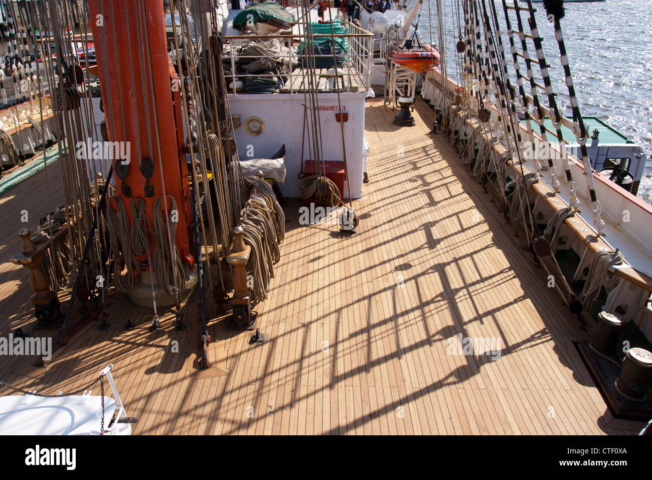 Sail boat deck Stock Photo Alamy
