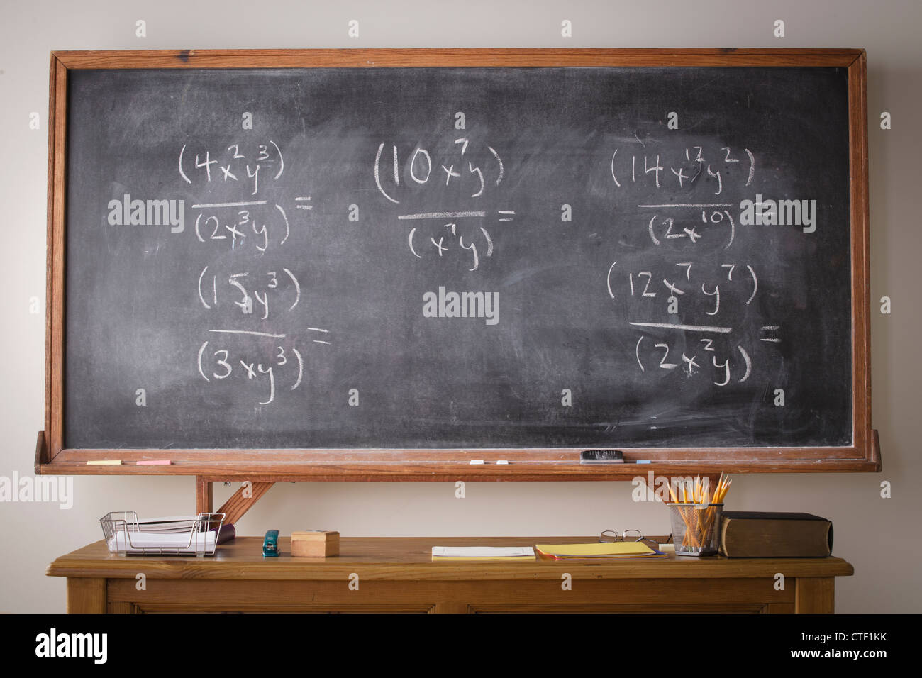 USA, California, Los Angeles, Blackboard during maths lesson Stock Photo