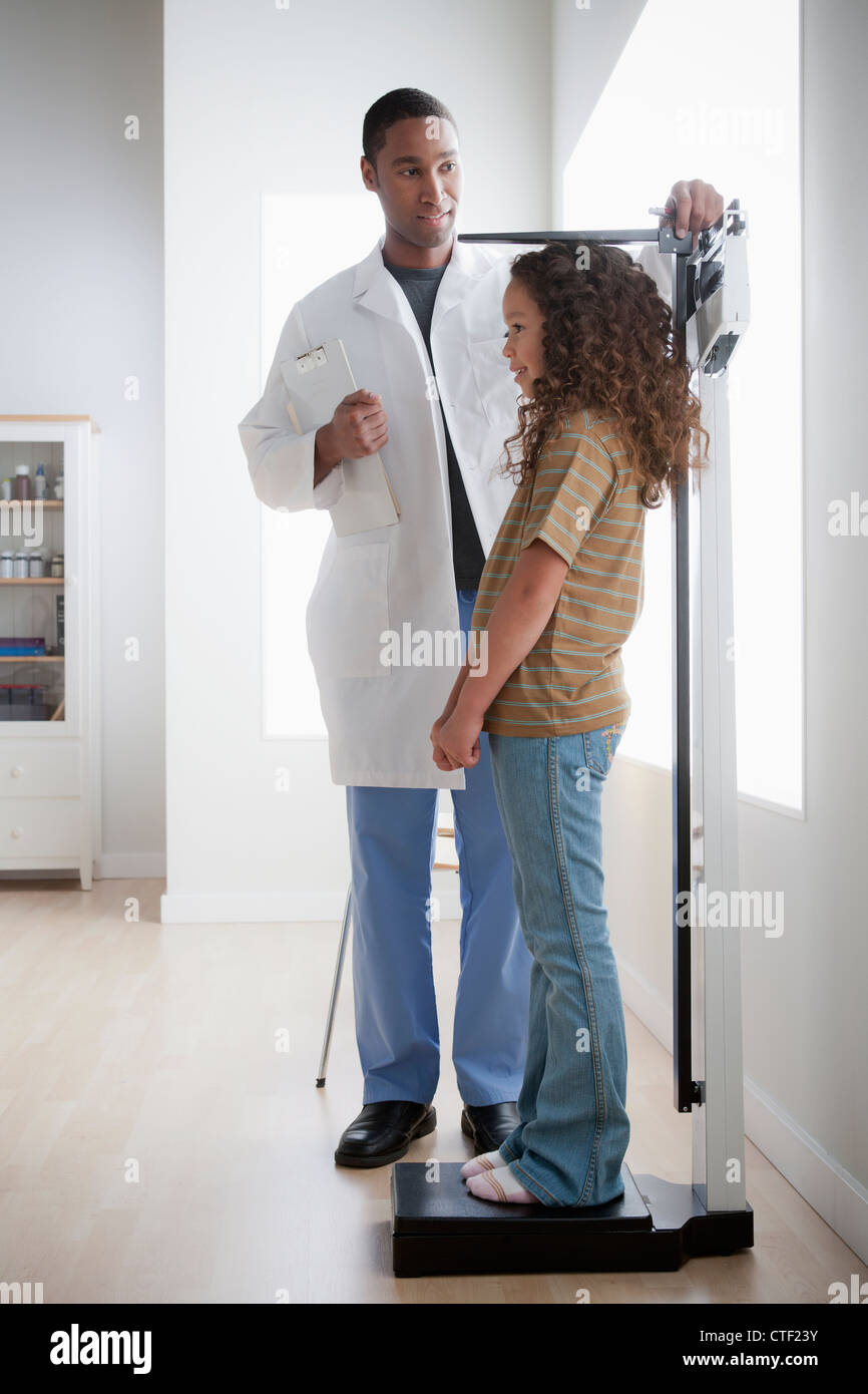 USA, California, Los Angeles, Girl (8-9) at doctor's office Stock Photo