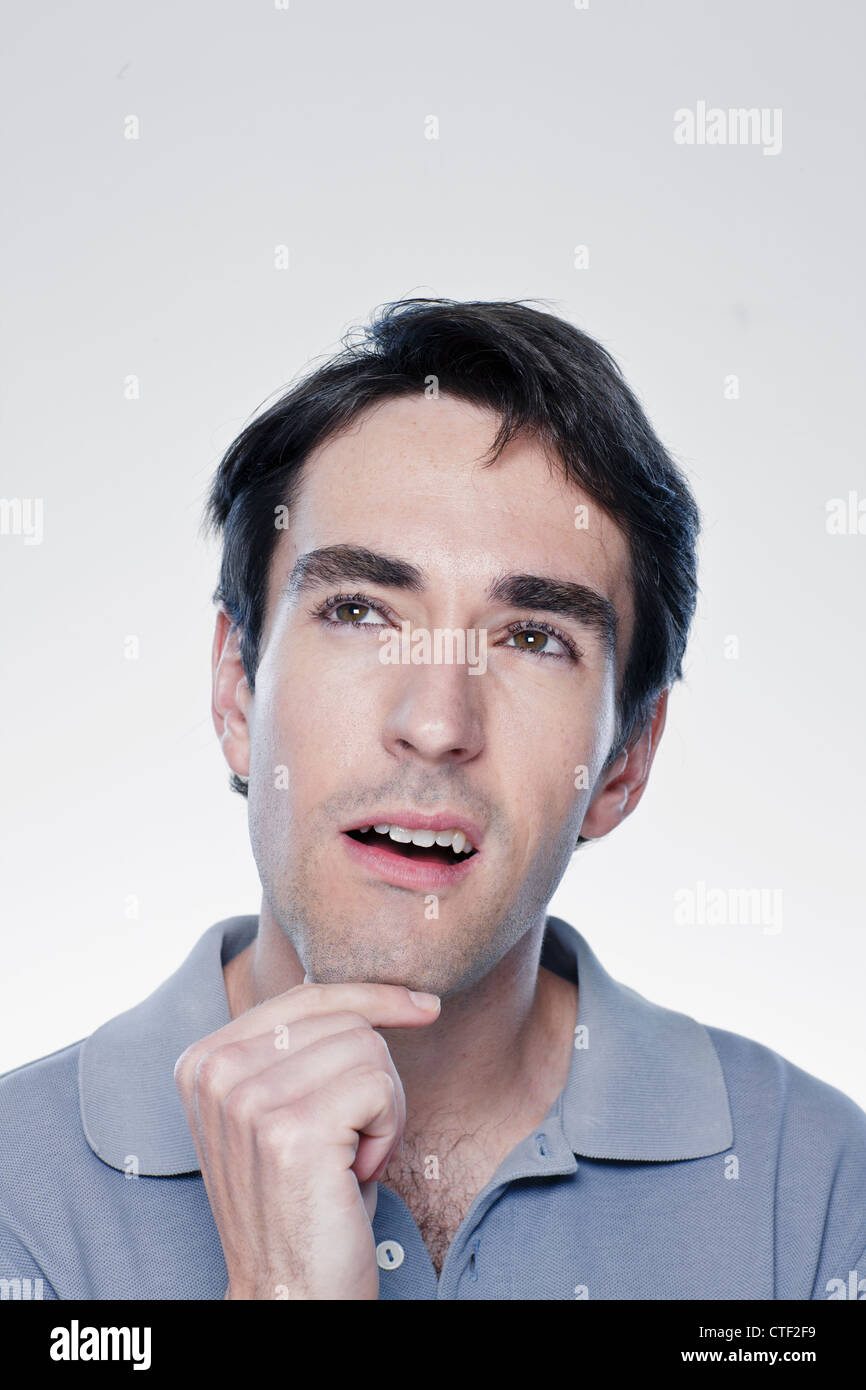 Portrait Of Thoughtful Man Studio Shot Stock Photo Alamy