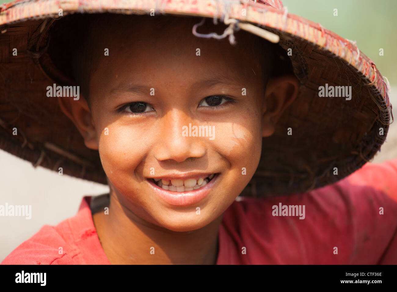 Burmese boy near Mandalay, Myanmar Stock Photo