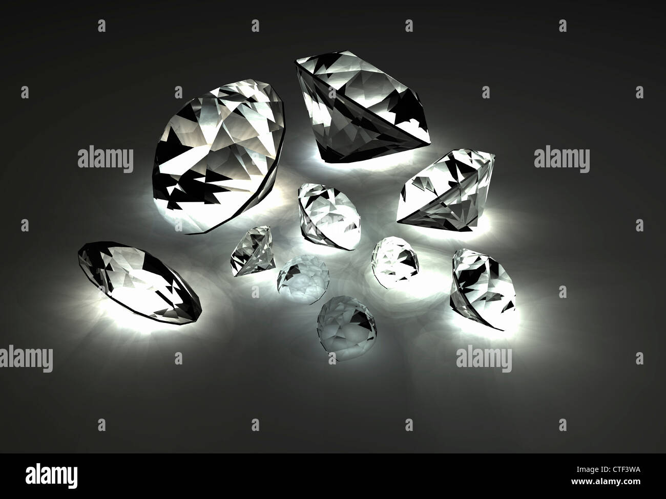 Variety of polished gems Stock Photo