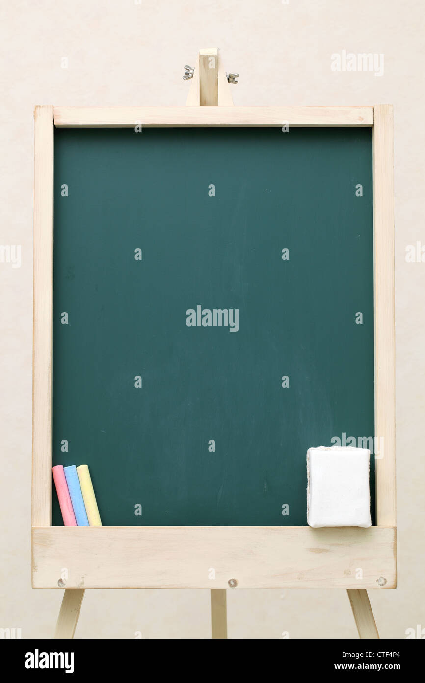 chalkboard with chalk and eraser Stock Photo Alamy