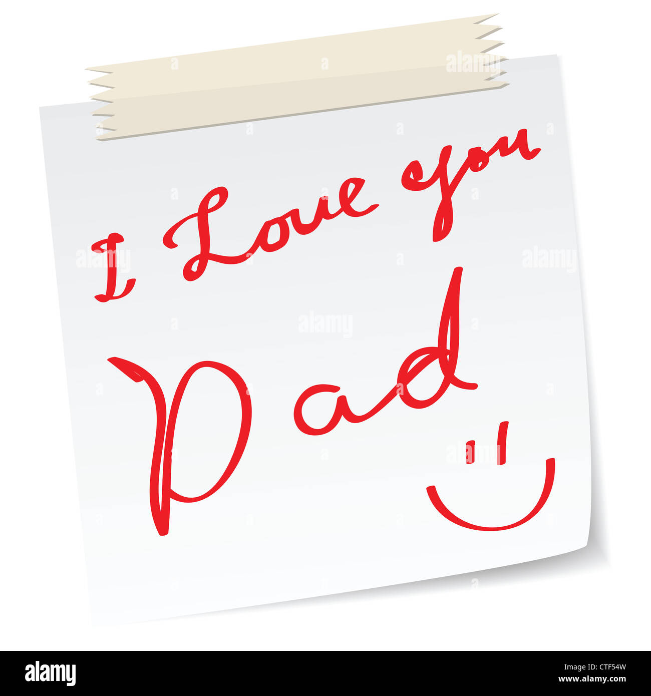 father day greetings on a paper notes, with handwritten message. Stock Photo