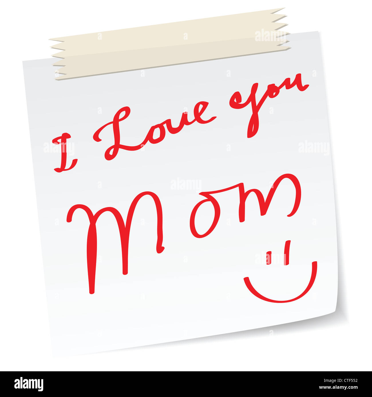 mother day greetings on a paper notes, with handwritten message. Stock Photo