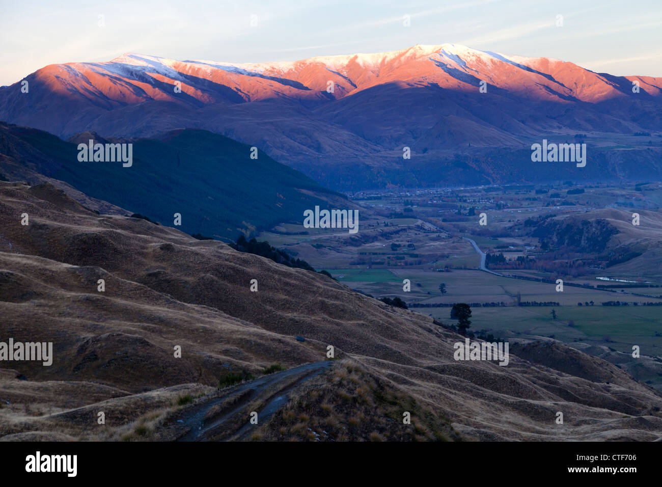 Last rays of sunset over the Remarkables, Queenstown, New Zealand 2 Stock Photo