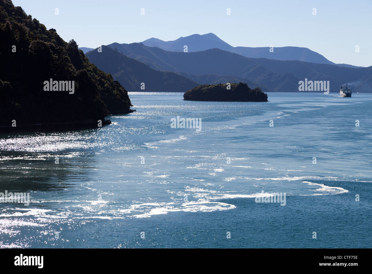 New Zealand inter-island ferry in the Cook Strait Stock Photo