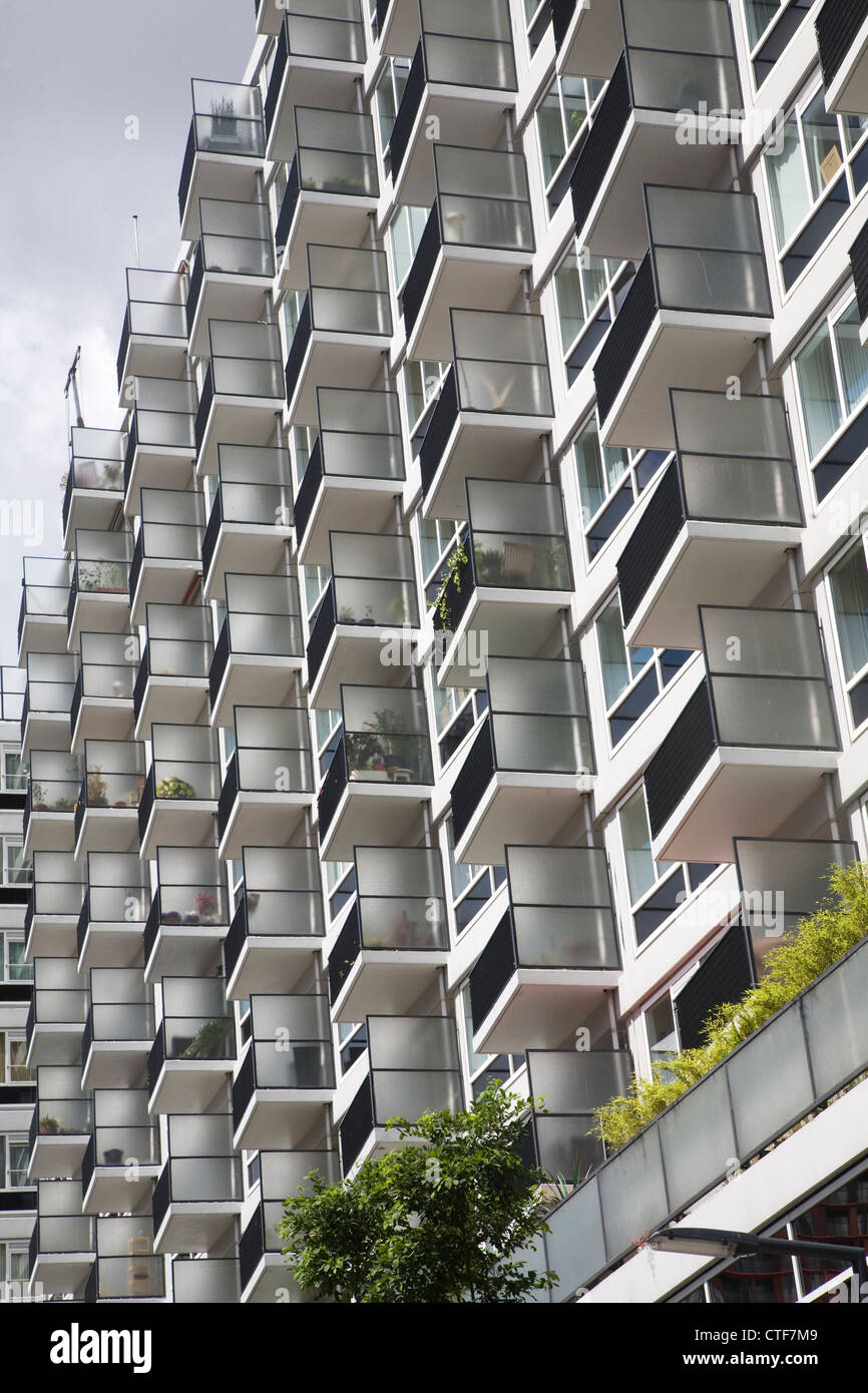 Geometric pattern formed balconies modern apartments central rotterdam