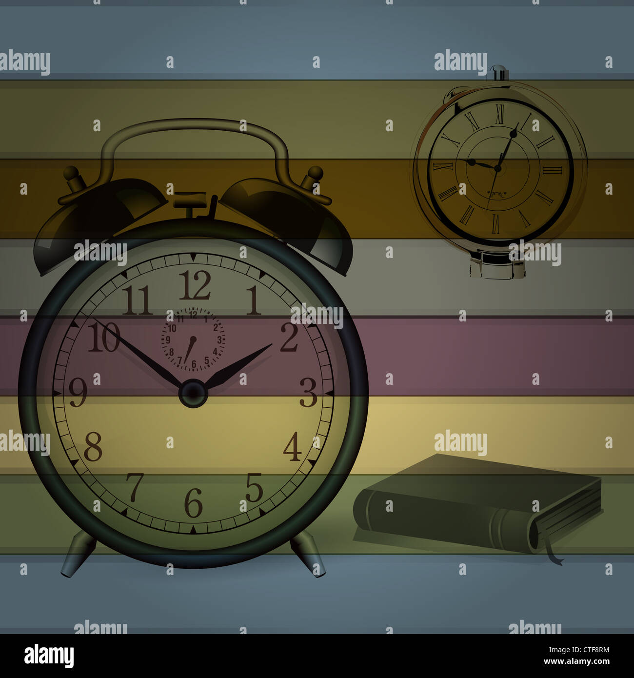 Retro Alarm clock with colorful background Stock Photo - Alamy