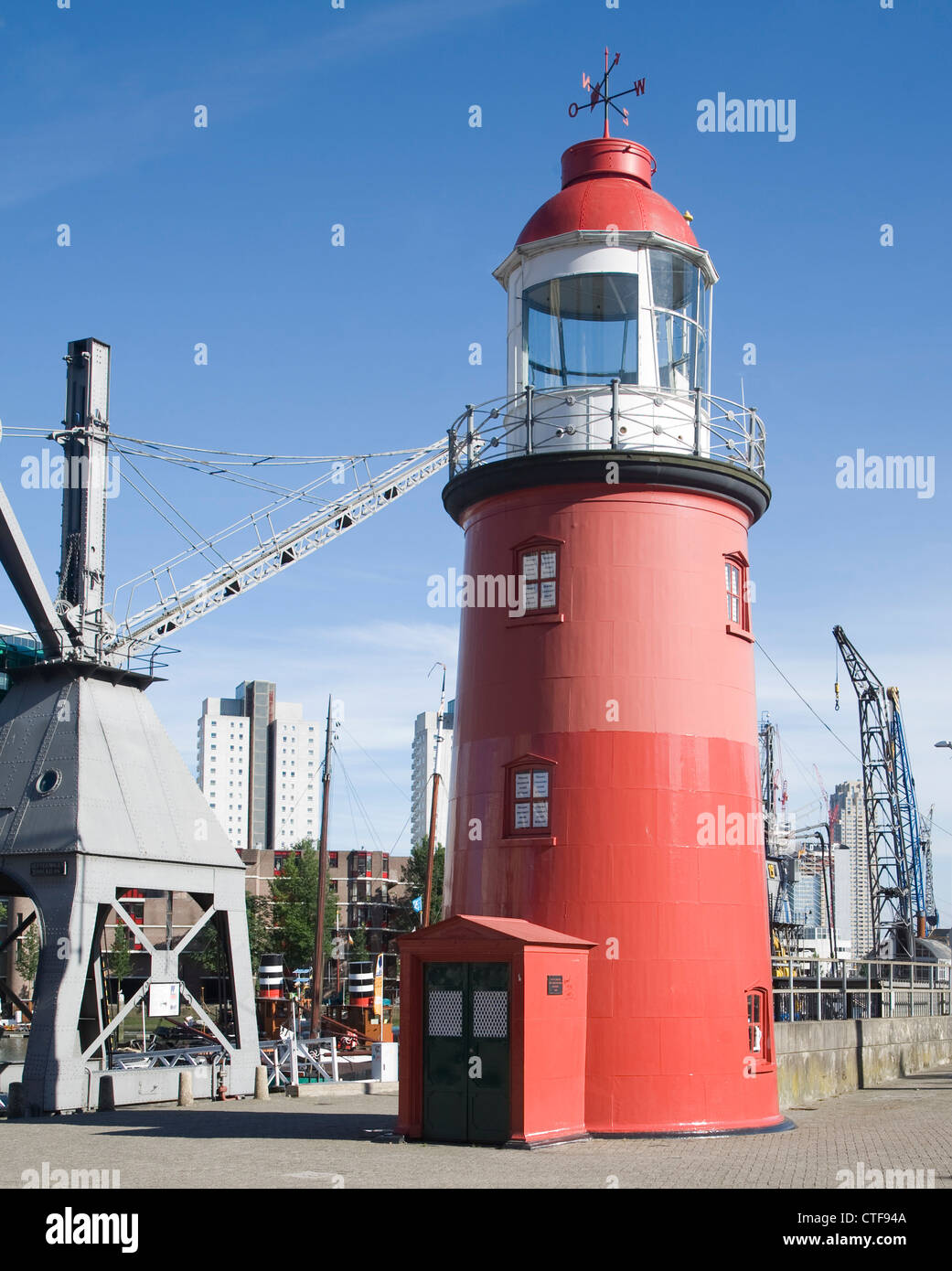 Red lighthouse Haven harbour maritime museum Rotterdam Netherlands Stock Photo