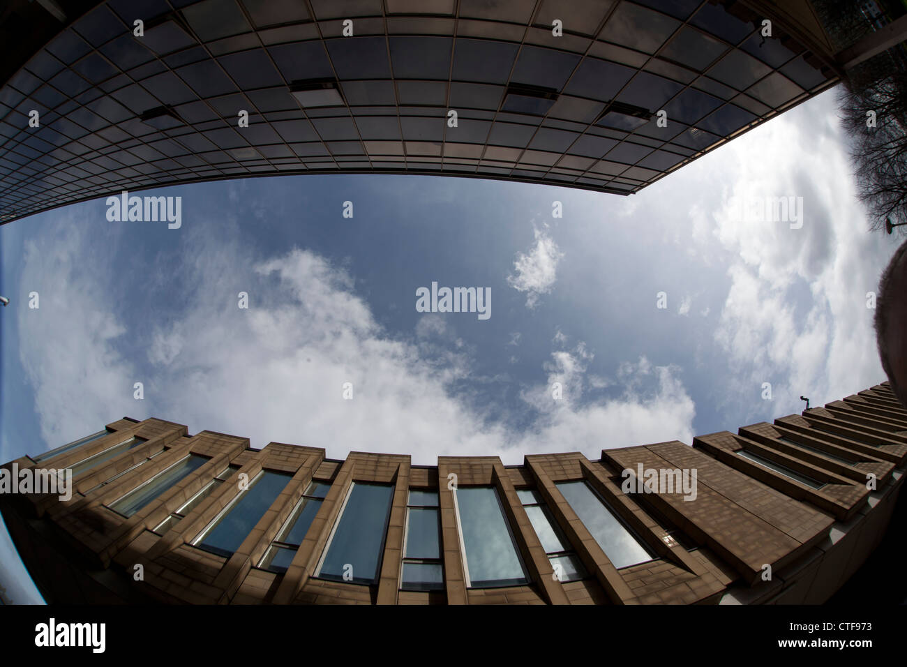 1970s architecture in Bradford City Centre, The Police Station and Bradford Law Court. Stock Photo