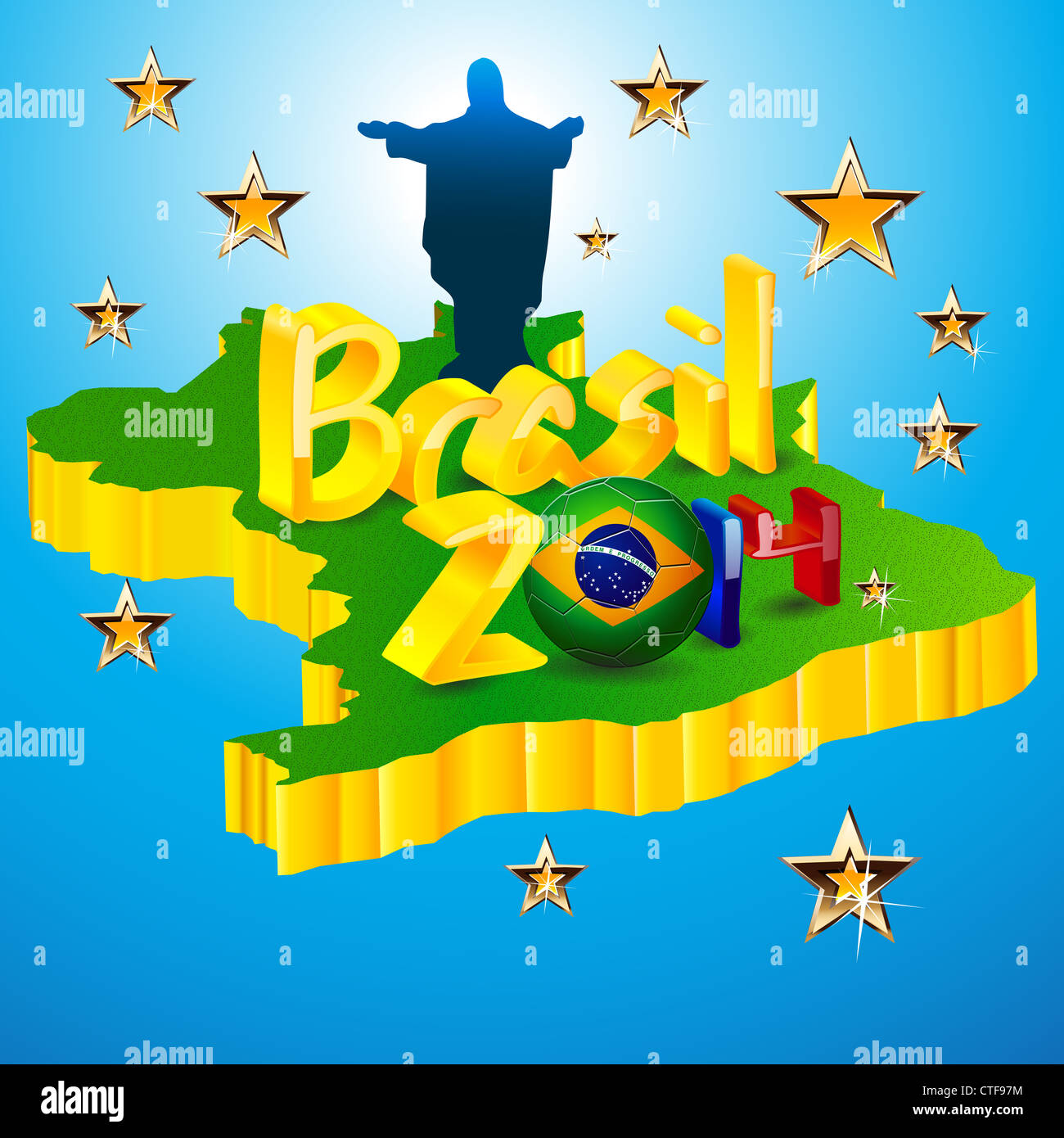 3d map Brasil world cup 2014 with Rio de Janeiro Stock Photo