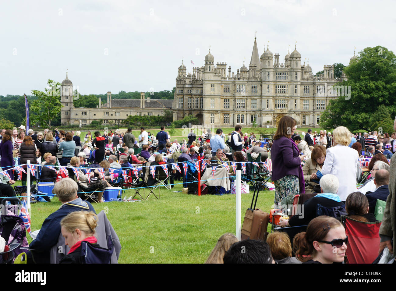 Crowds at Burghley House for Queen's Jubilee Picnic, June 2012. Stock Photo