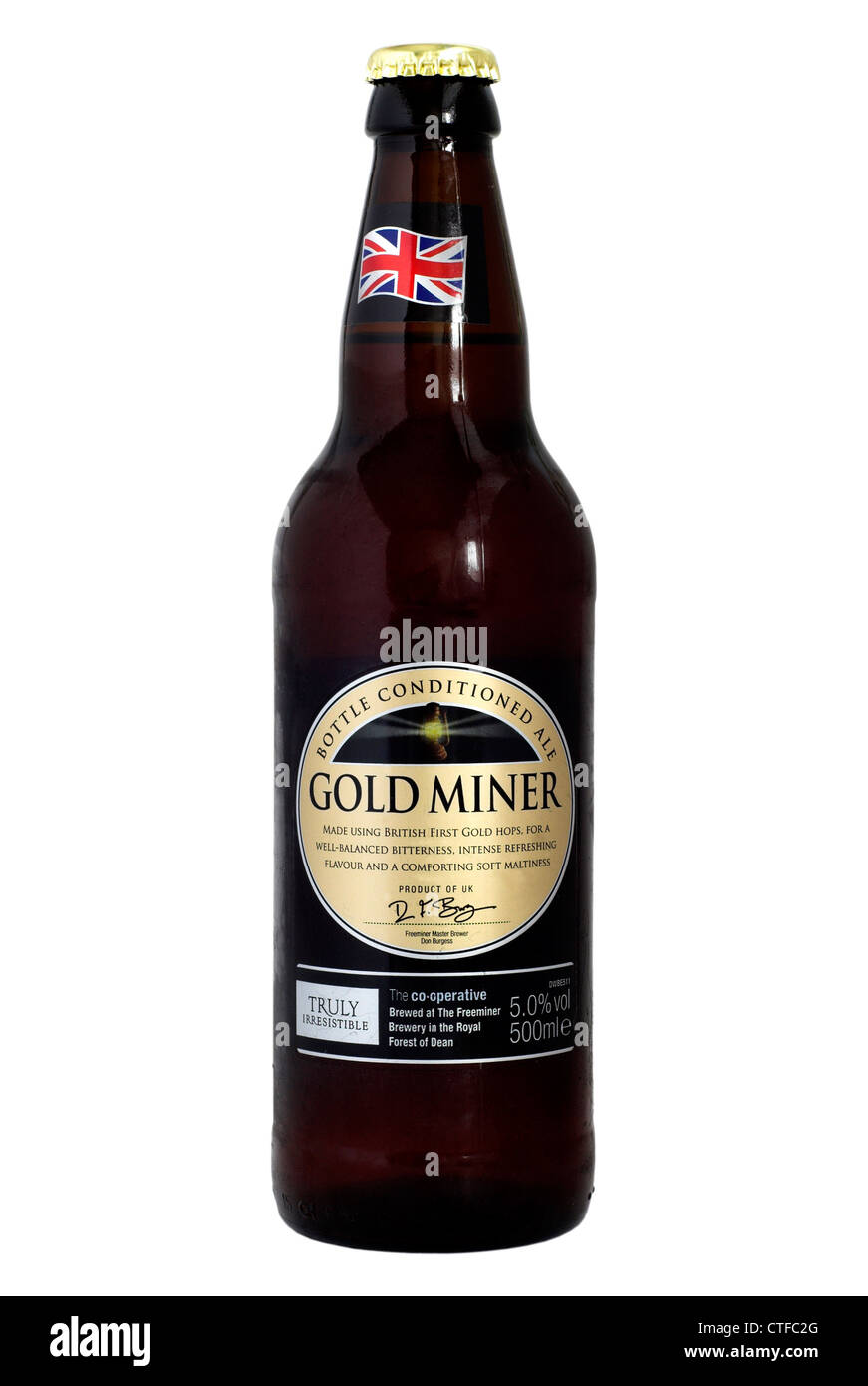Freeminer Gold Miner (brewed for the Co-op supermarket) bottled beer - current @ 2012. Stock Photo
