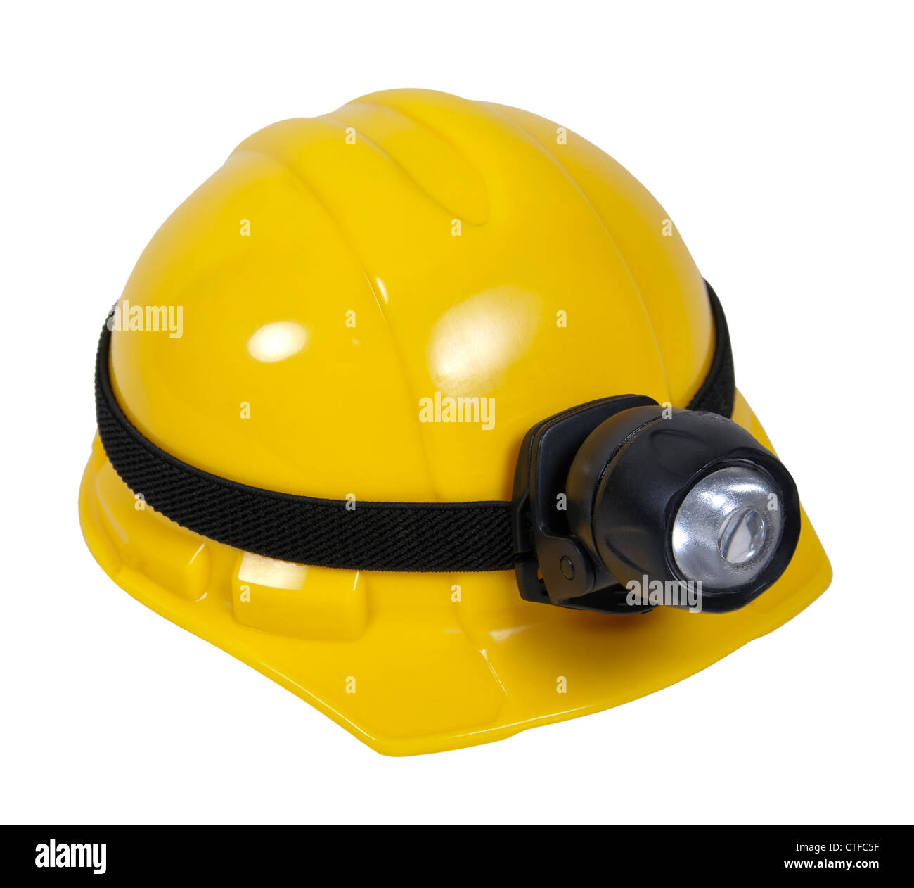 Yellow hard hat with large lamp for 