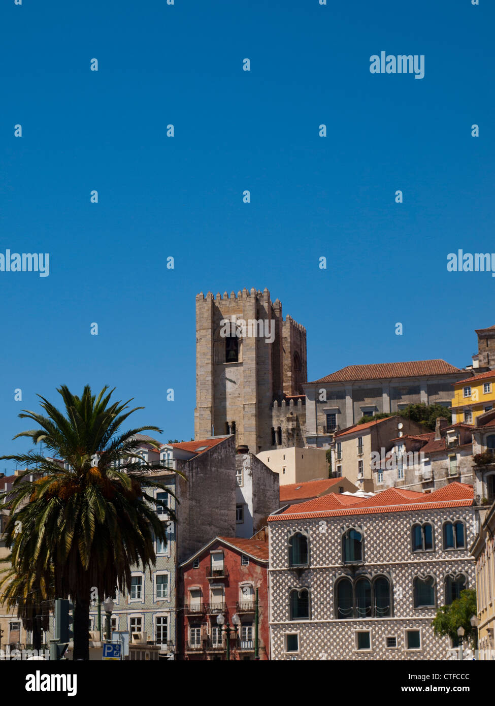 Lisbon Cathedral (Sé) towers Stock Photo