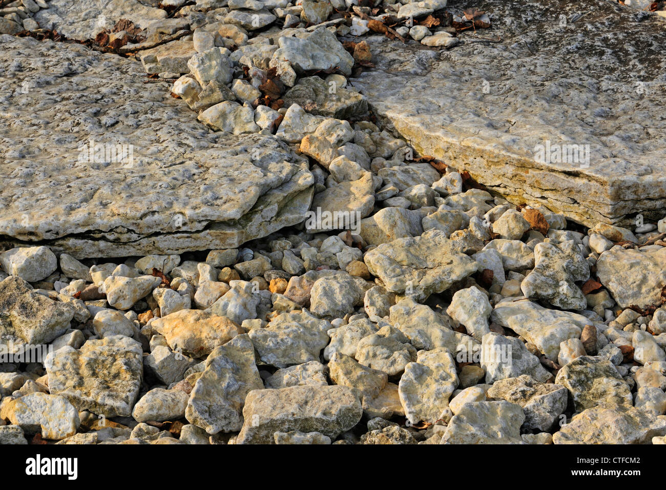 Limestone rocks along shore of Lake Winnipeg, Hecla/Grindstone Provincial Park, Manitoba, Canada Stock Photo