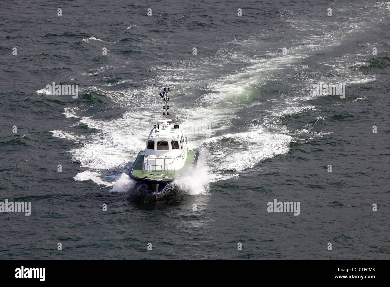 Pilot boat in bay of biscay Stock Photo