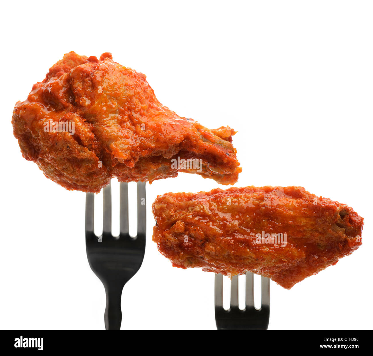 Buffalo Chicken Wings On The Forks Stock Photo Alamy