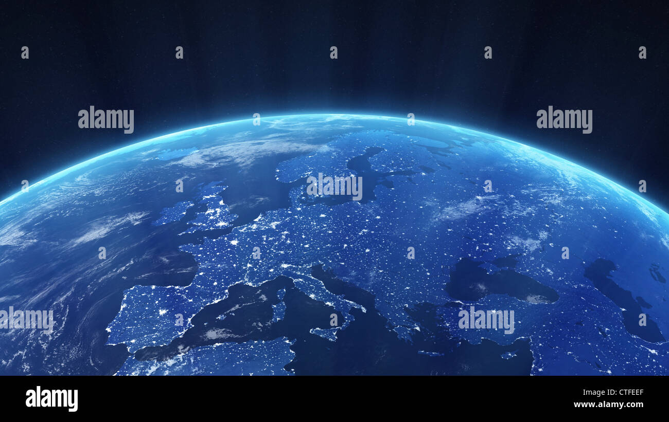 Map of europe at night lights hi-res stock photography and images - Alamy
