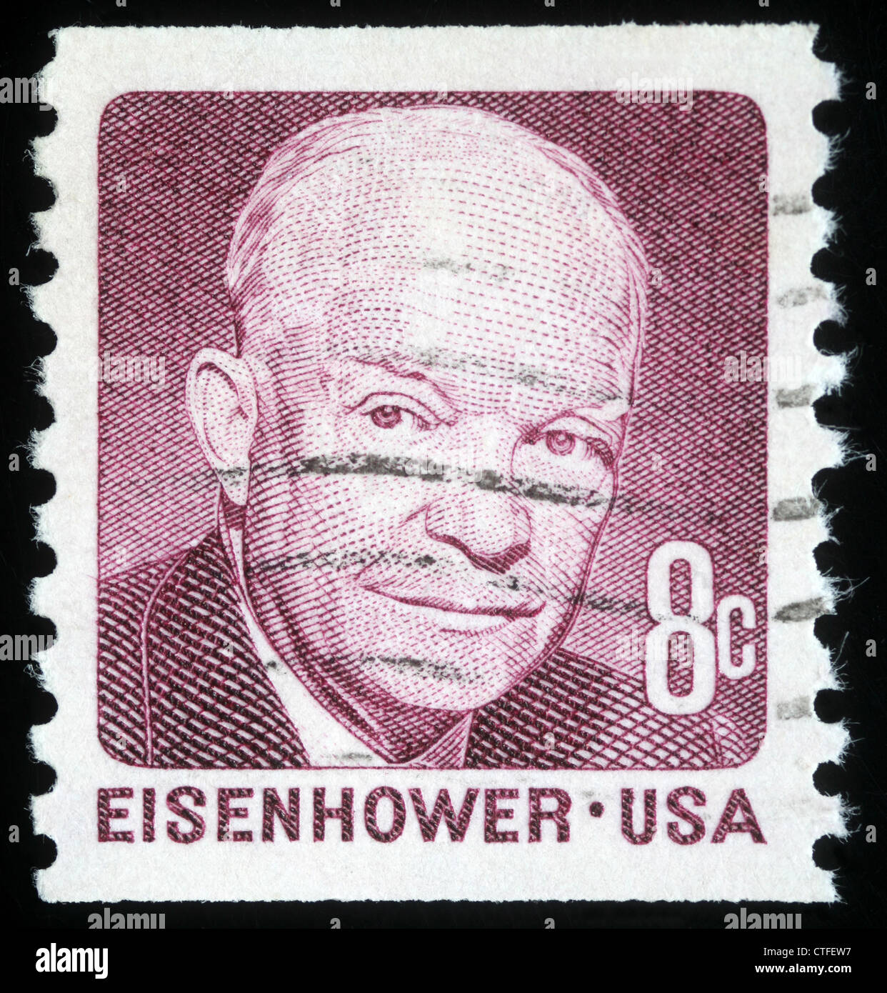 UNITED STATES OF AMERICA - CIRCA 1971: A stamp printed in the USA shows former US President Dwight Eisenhower Stock Photo