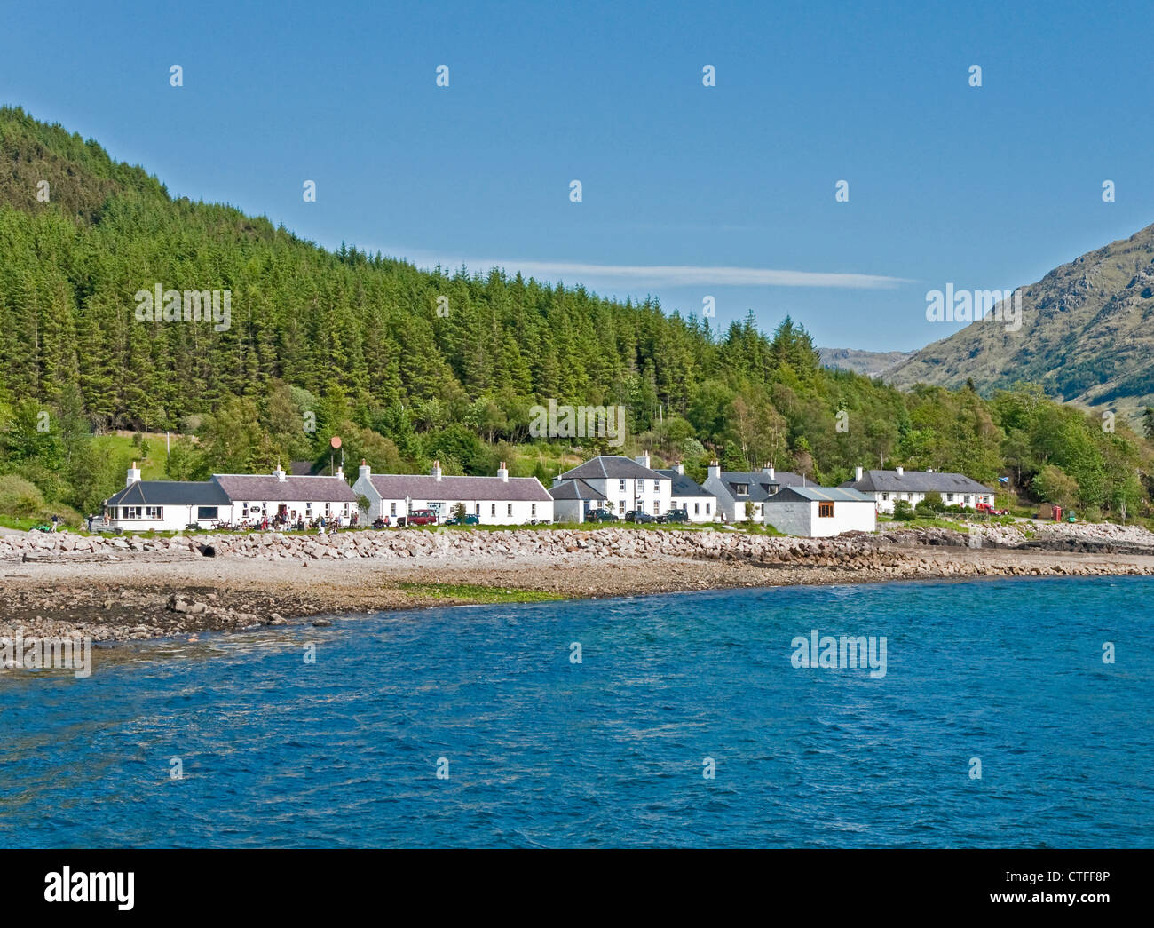 The village of Inverie in Inverie Bay Loch Nevis on Knoydart the West Highlands of Scotland Stock Photo