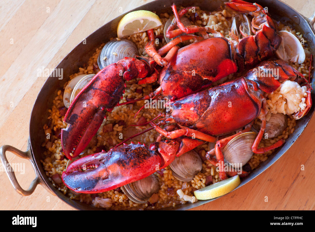 Lobster paella Stock Photo