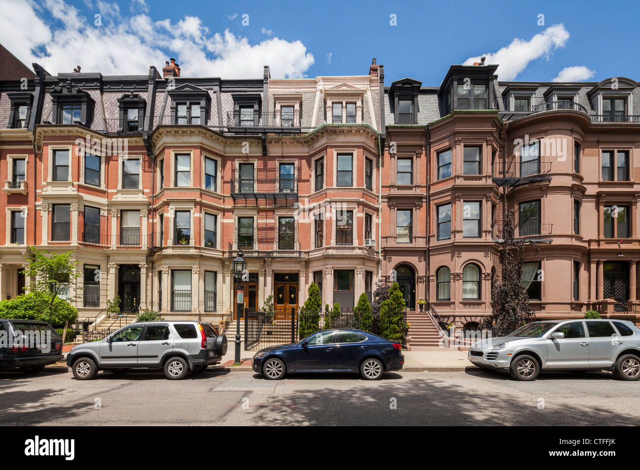Commonwealth Avenue Victorian Houses, Boston Stock Photo