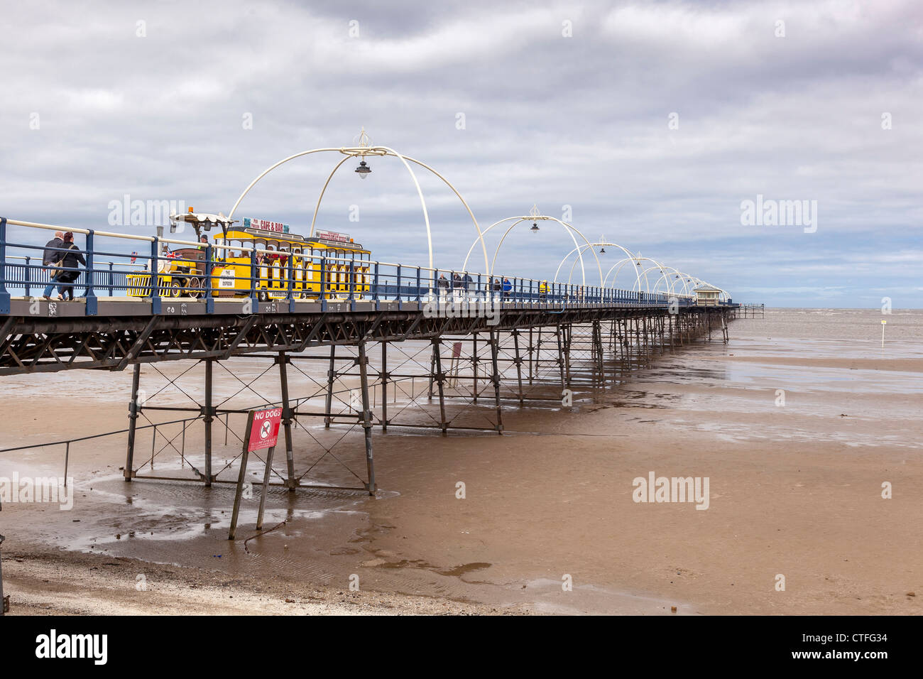 Southport pier with train. Stock Photo