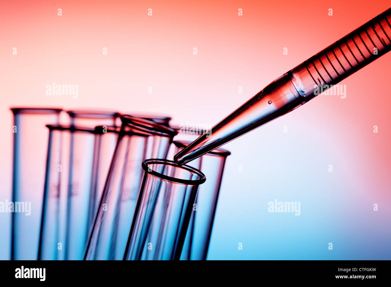 Pipette and test tube chemistry lab Stock Photo