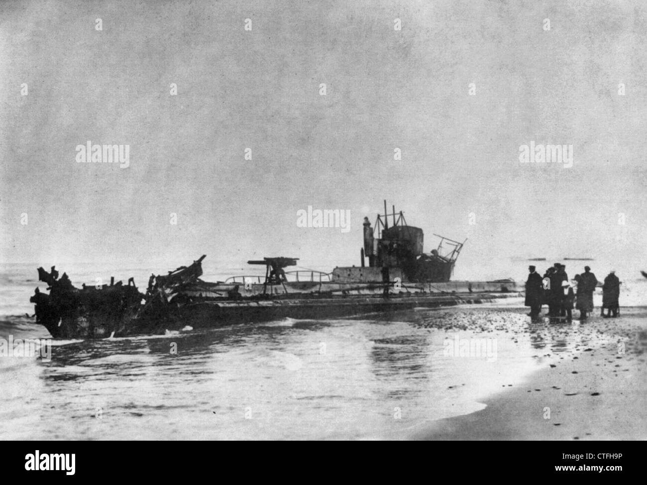 German submarine U20, on Danish coast, said to be the one that sank the LUSITANIA, circa 1915 Stock Photo