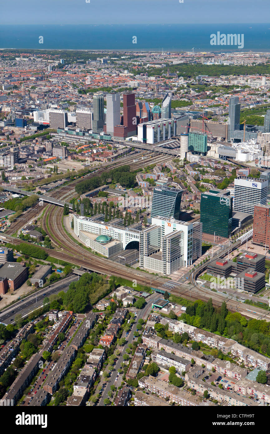 The Netherlands, Den Haag, The Hague, Aerial view of modern Den Haag. Stock Photo