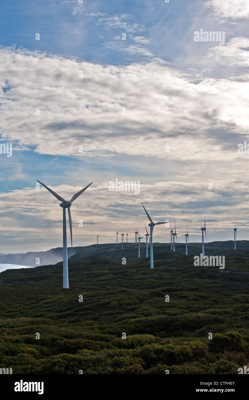 The Albany Wind Farm on the Torndirrup Peninsula in Albany, Western Australia Stock Photo