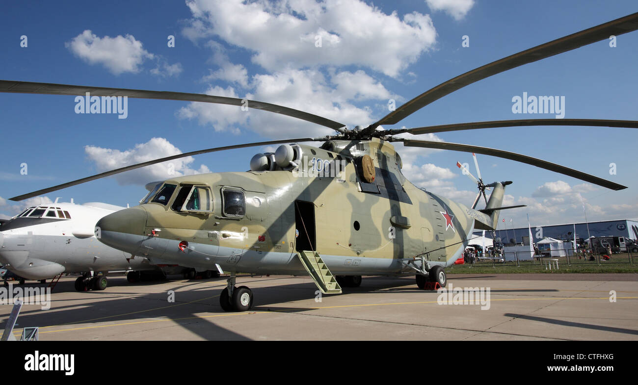 Helicopter Mil Mi-26 Halo (The international aerospace salon MAKS-2011 Stock Photo