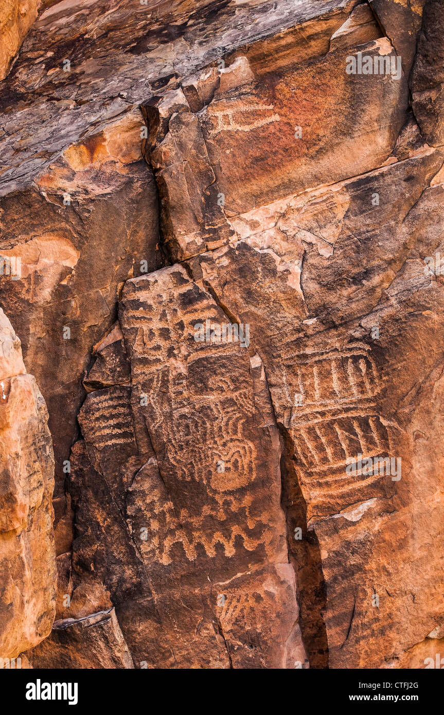 Petroglyphs, Parowan Gap near Cedar City, Utah. Stock Photo