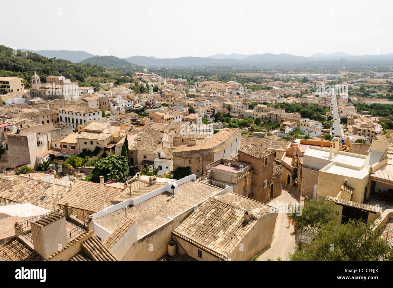 Aerial view of Capdapera, a typical Spanish town, Mallorca/Majorca Stock Photo
