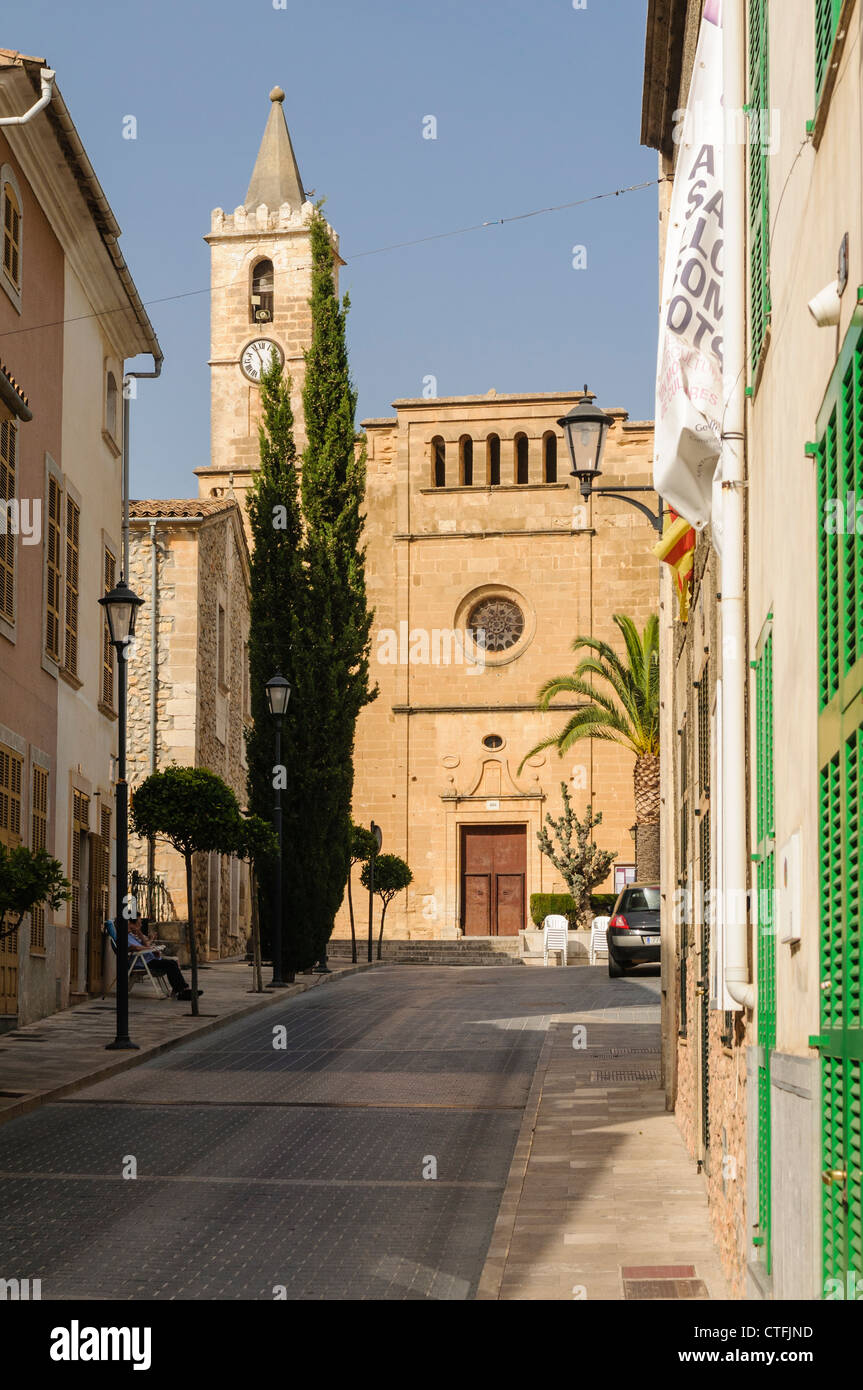 Church in Sant Llorenc, Mallorca/Majorca. Stock Photo