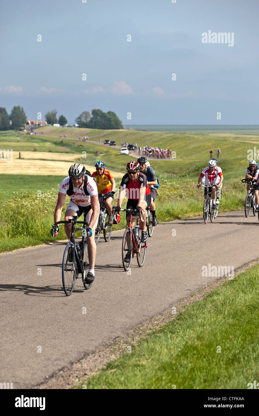 The Netherlands, Hindeloopen. Eleven Cities Cycling tour ( Dutch: Elfsteden Fietstocht). Stock Photo