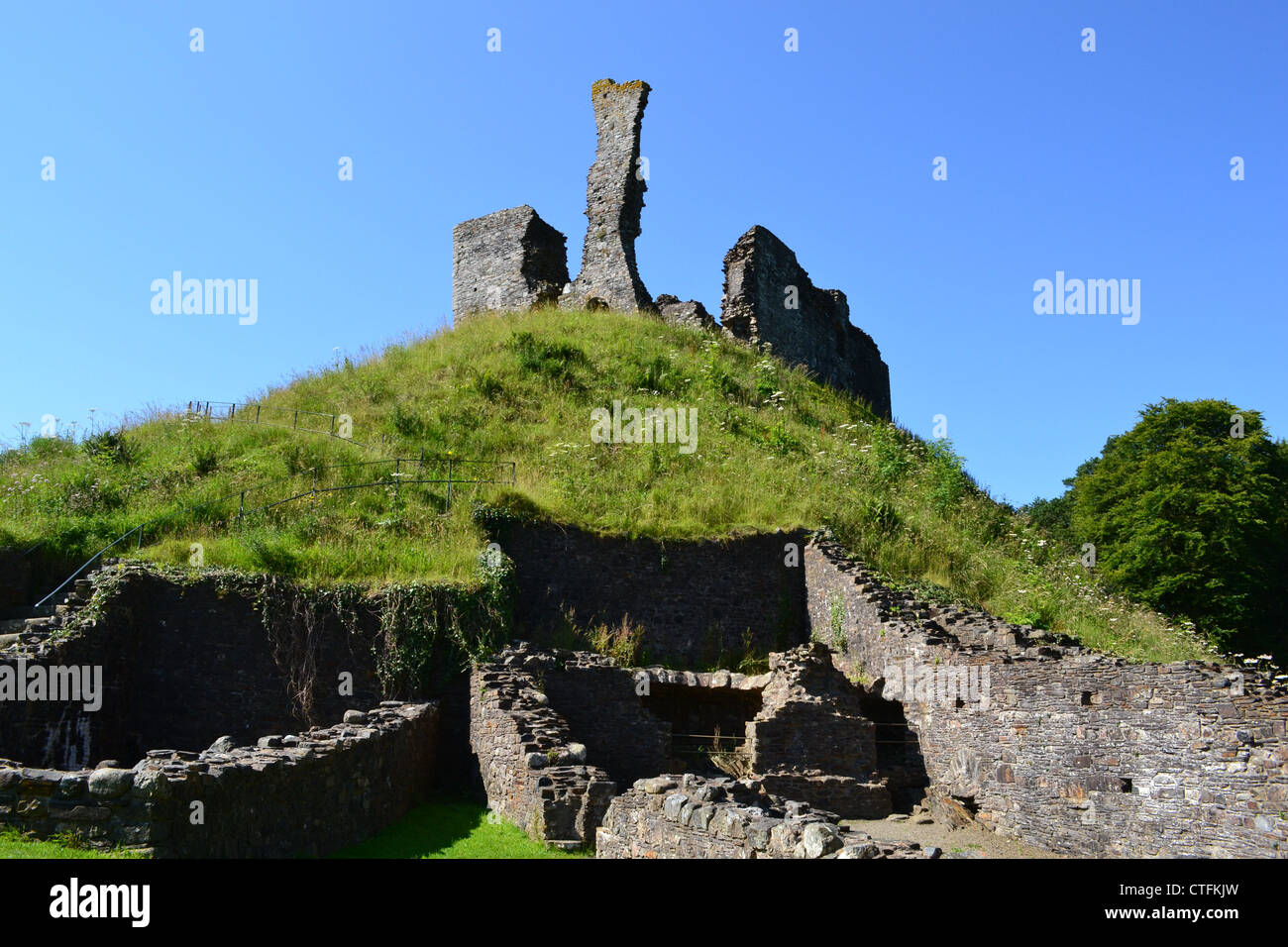 Okehampton Castle Motte and Bailey Ruins, Devon Stock Photo