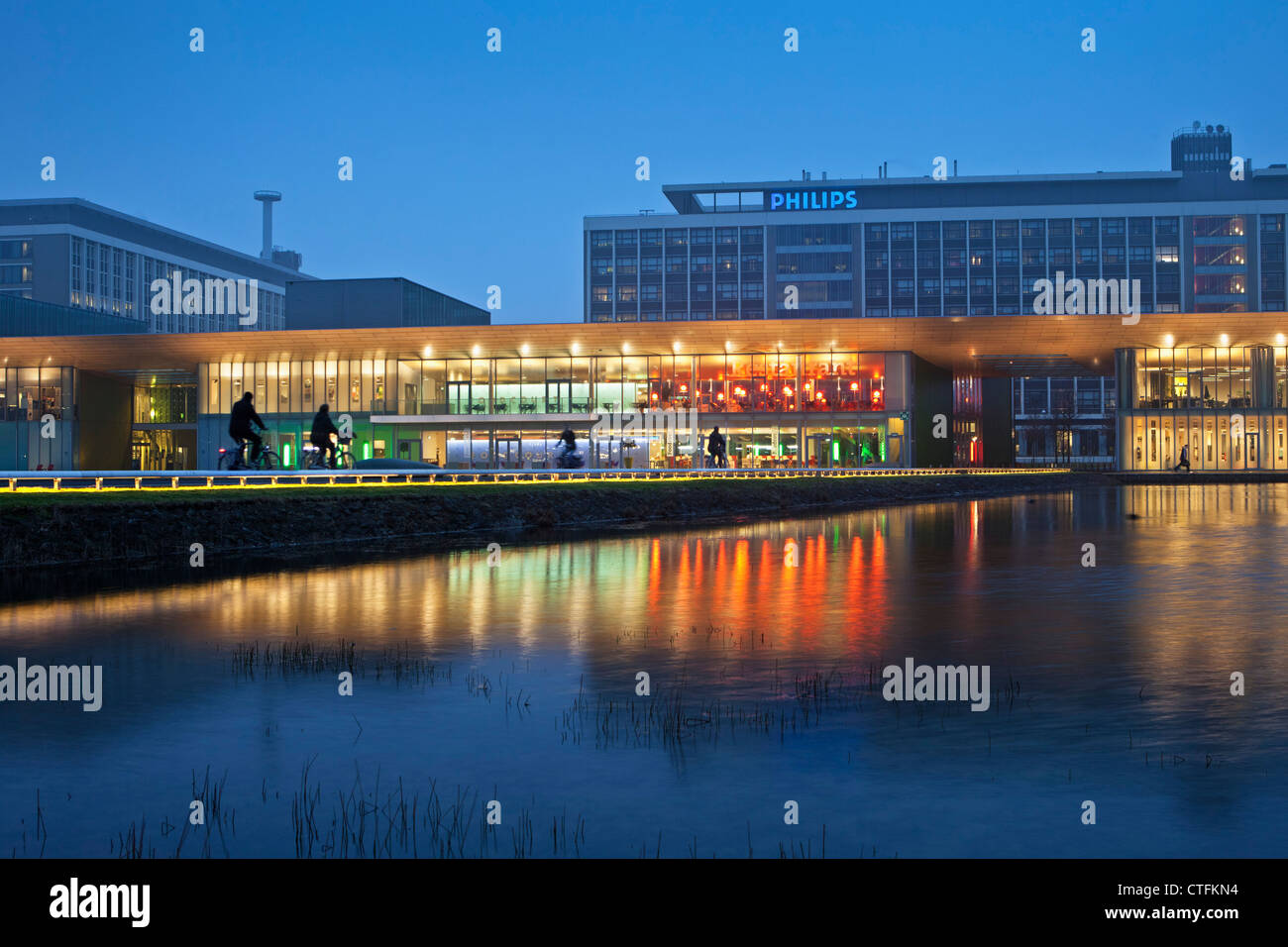 Veldhoven near Eindhoven, Philips High Tech Campus. District called De Strip. The place for restaurants, pubs, fitness, etc. Stock Photo