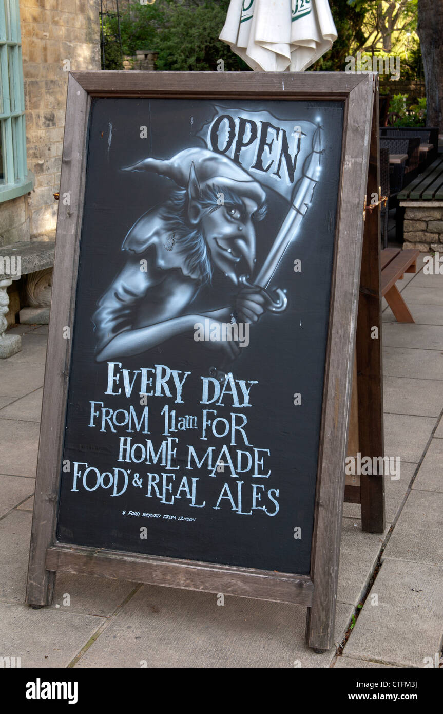 Sign at Kingsbridge Inn, Bourton-on-the-Water, Gloucestershire, UK Stock Photo