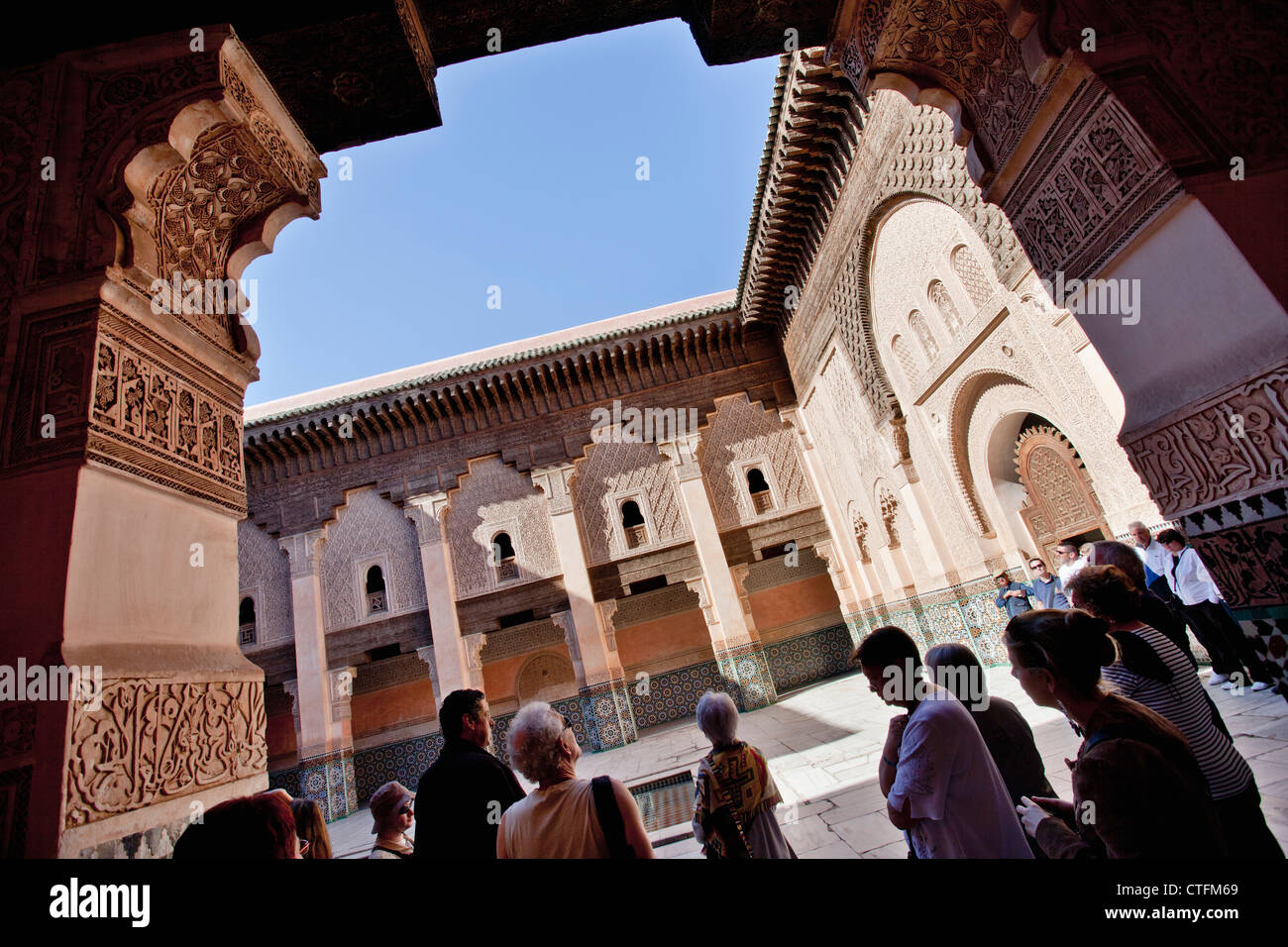 Morocco, Marrakech Medina, Ali ben Youssef Medersa. Stock Photo