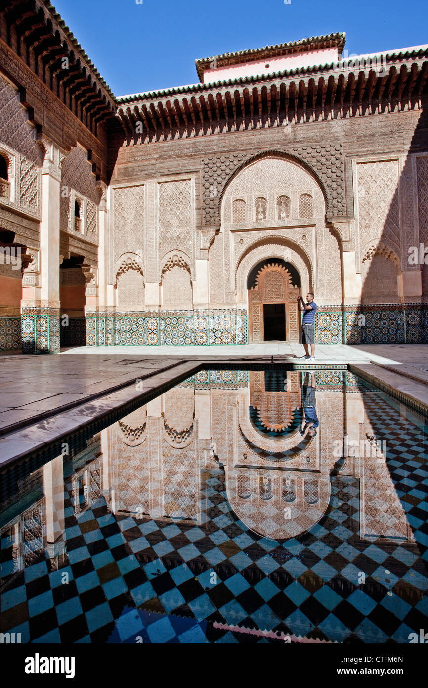 Morocco, Marrakech Medina, Ali ben Youssef Medersa. Stock Photo