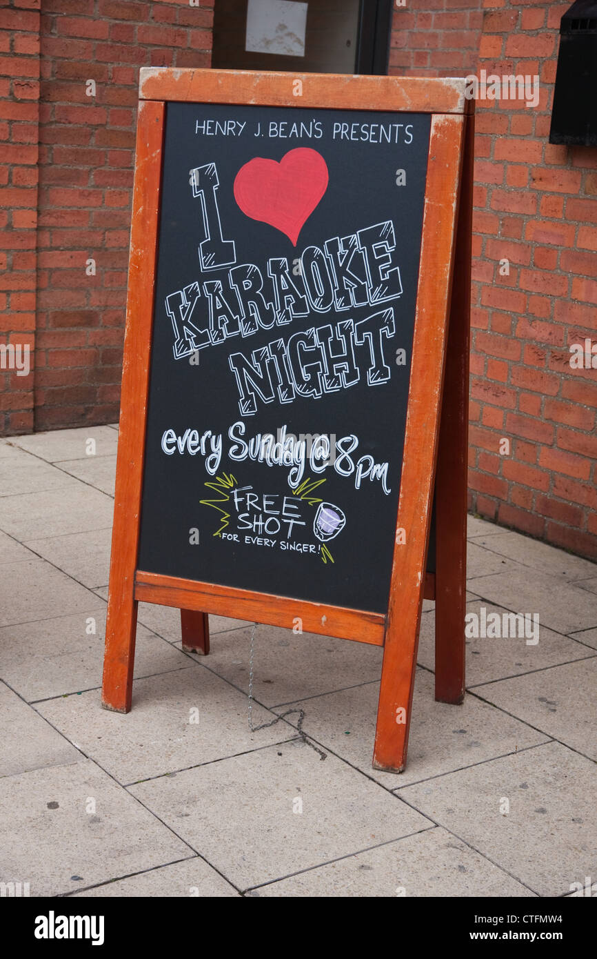 Sign advertising Karaoke Night, outside bar Stock Photo ...