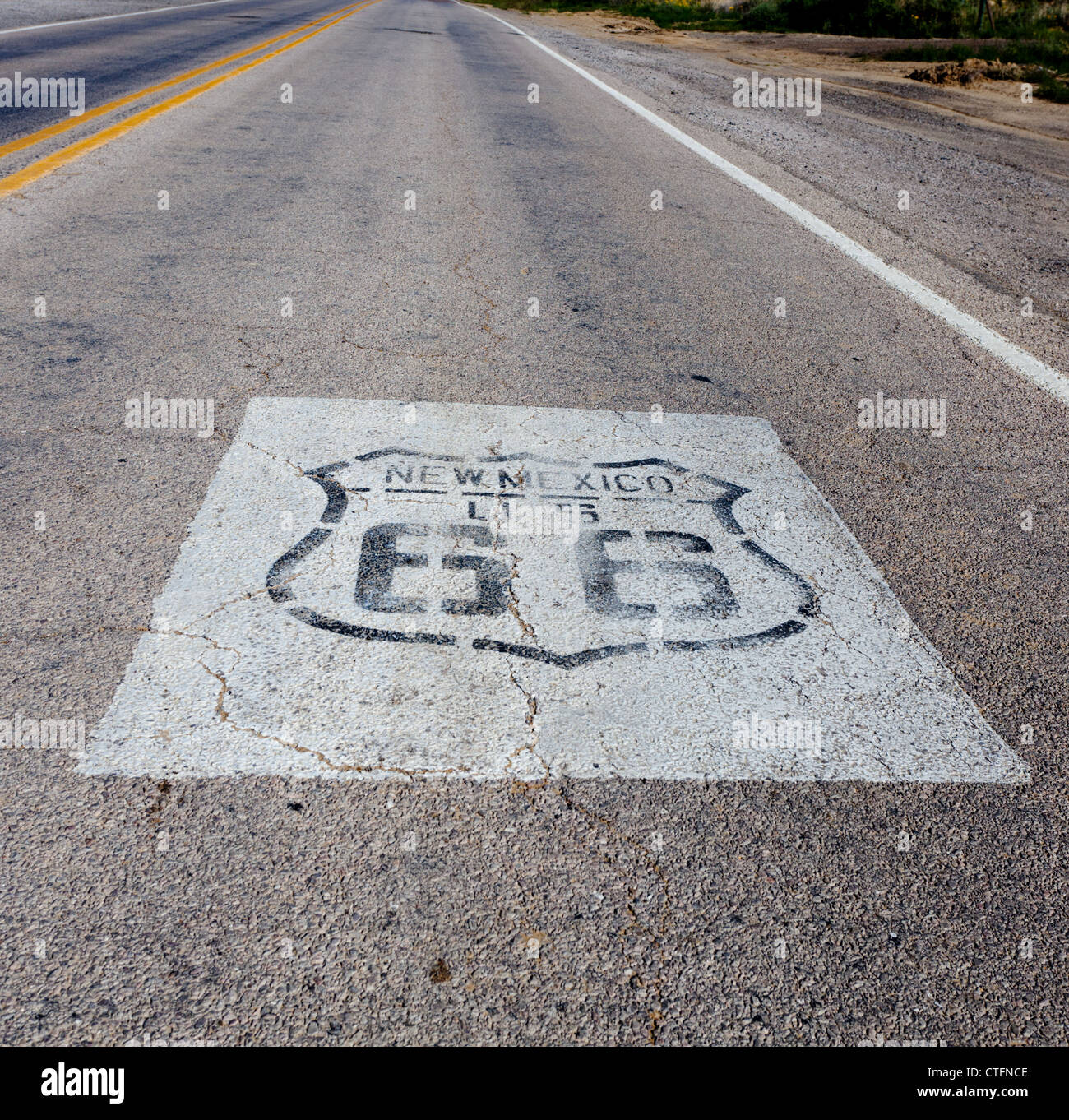 A section of road on Historic Route 66 Stock Photo