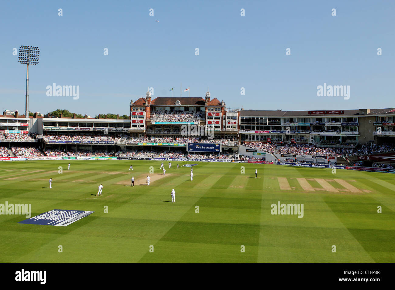 England v South Africa. 2nd Test. 2012. England batting. The Oval cricket ground, Kennington, London. Stock Photo