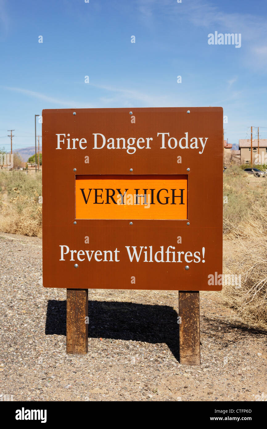 Fire Danger Sign - Albuquerque, New Mexico. Stock Photo