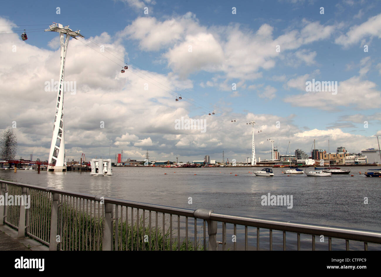 Emirates Air Line which is the Thames Cable Car Crossing Stock Photo ...